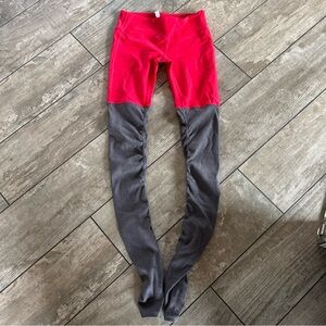 ALO Yoga Red and Gray Leggings